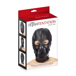 Капюшон з кляпом для БДСМ Fetish Tentation BDSM hood in leatherette with removable gag 7 Зображення Капюшон з кляпом для БДСМ Fetish Tentation BDSM hood in leatherette with removable gag