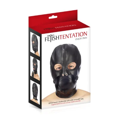 Зображення Капюшон з кляпом для БДСМ Fetish Tentation BDSM hood in leatherette with removable gag