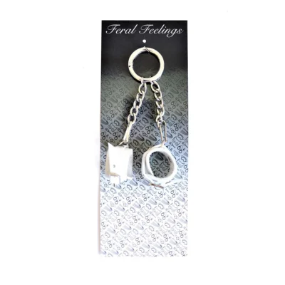 Alternative view of Брелок Наручники з пряжкою Білий