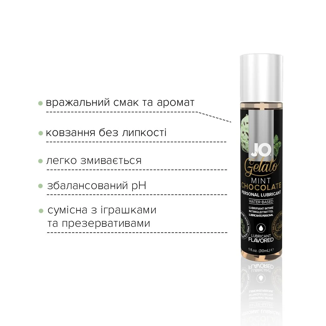 Змазка на водній основі JO GELATO Mint Chocolate 30ml 5 Змазка на водній основі JO GELATO Mint Chocolate 30ml - Зображення 3