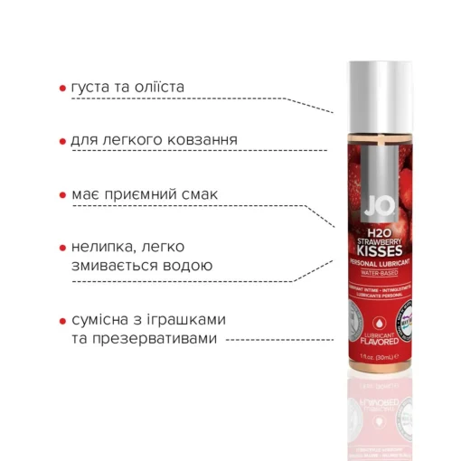 Змазка на водній основі JO H2O Strawberry Kiss 30ml - Зображення 3
