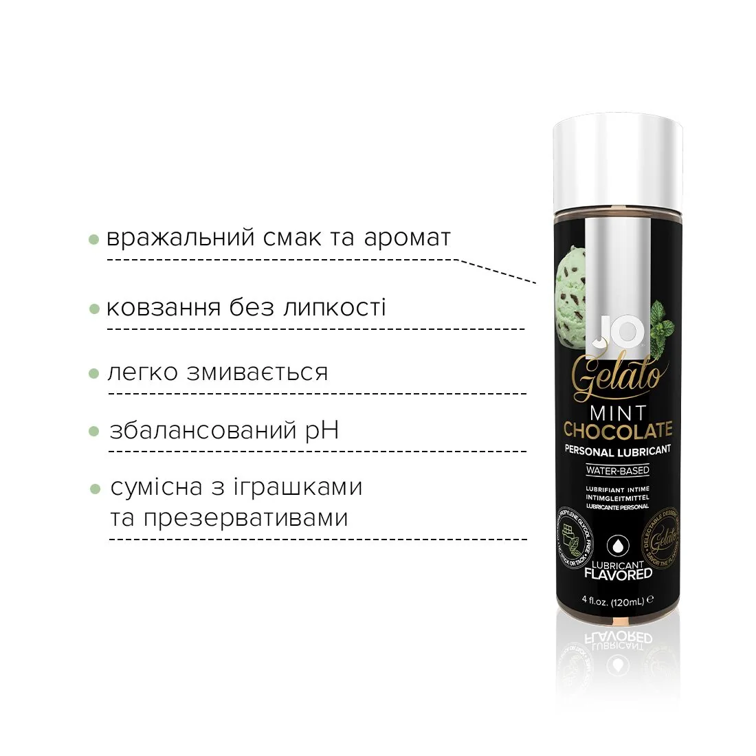 Змазка на водній основі JO GELATO Mint Chocolate 120ml 5 Змазка на водній основі JO GELATO Mint Chocolate 120ml - Зображення 3
