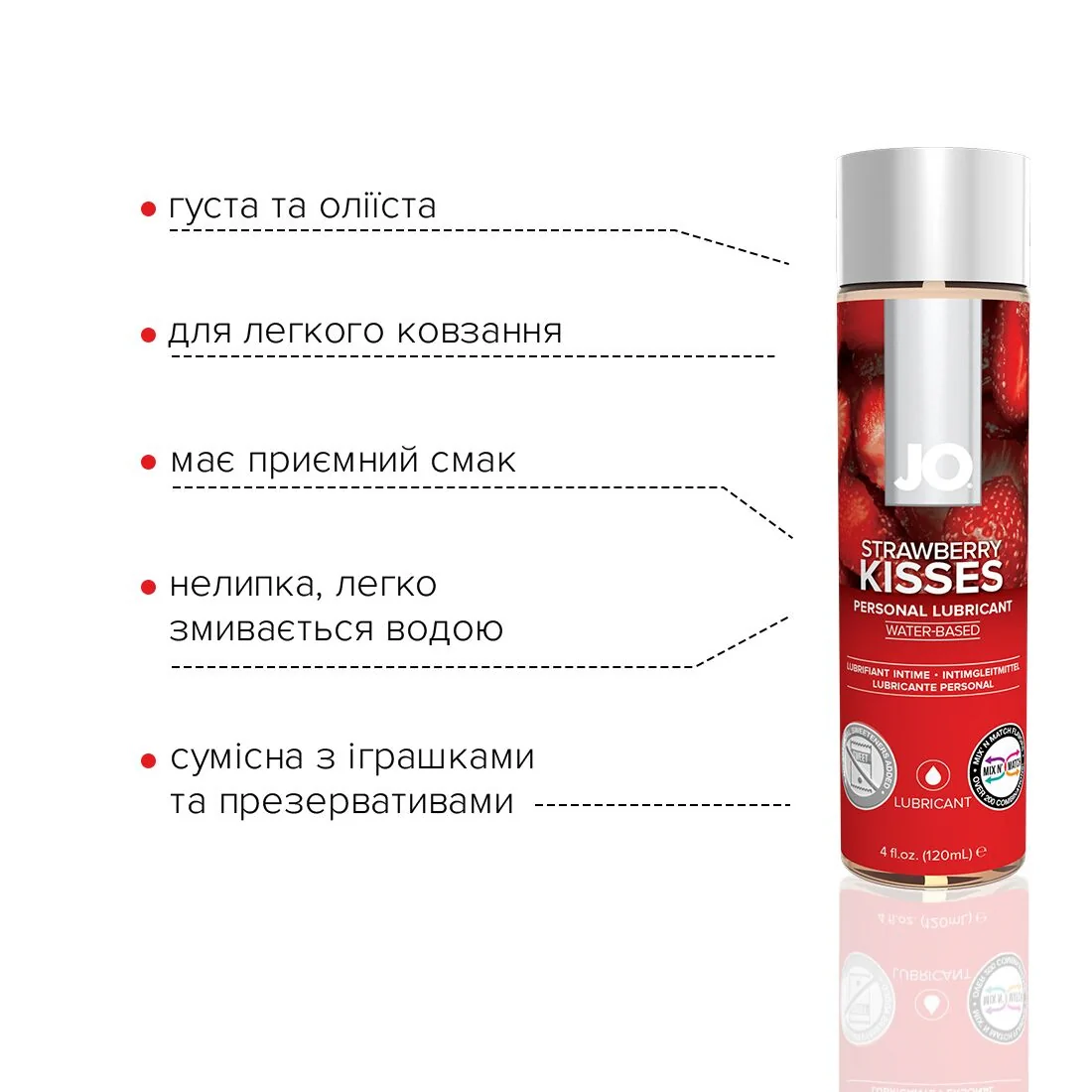 Змазка на водній основі JO H2O Strawberry Kiss 120ml 5 Змазка на водній основі JO H2O Strawberry Kiss 120ml - Зображення 3