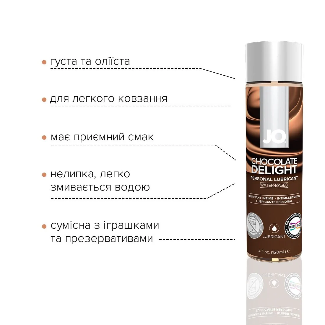 Змазка на водній основі JO H2O Chocolate Delight 120ml 5 Змазка на водній основі JO H2O Chocolate Delight 120ml - Зображення 3