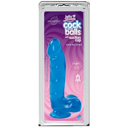 Фалоімітатор Doc Johnson Jelly Jewels Cock & Balls Blue - Зображення 2