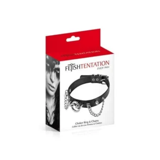 Alternative view of Нашийник ланцюжками, шипами і кільцем Fetish Tentation Choker Rings and Chains