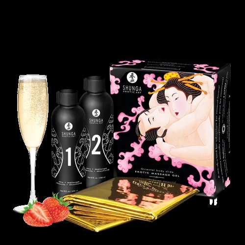 Гель для NURU-масажу Shunga Oriental Body-to-Body – Sparkling Strawberry Wine плюс простирадло 5 Гель для NURU-масажу Shunga Oriental Body-to-Body – Sparkling Strawberry Wine плюс простирадло - Зображення 3