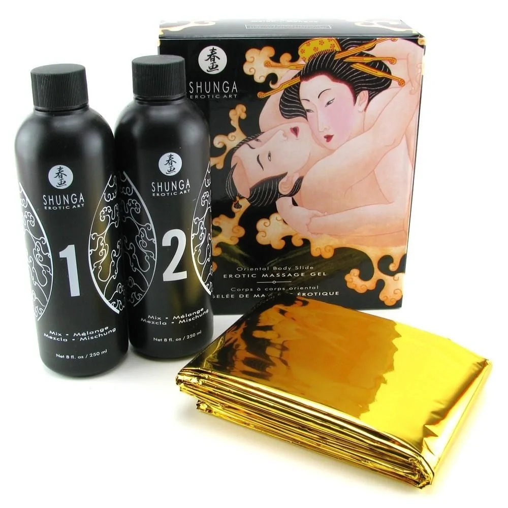 Гель для NURU-масажу Shunga Oriental Body-to-Body – Melon Mango (2 x 225ml) плюс простирадло 3 Гель для NURU-масажу Shunga Oriental Body-to-Body – Melon Mango (2 x 225ml) плюс простирадло