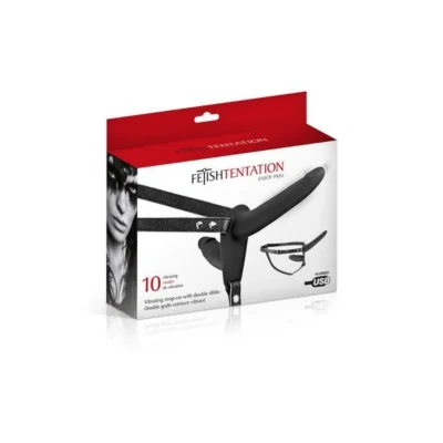 Зображення Подвійний страпон з вібрацією Fetish Tentation Vibrating Strap-On with Double Dildo Black