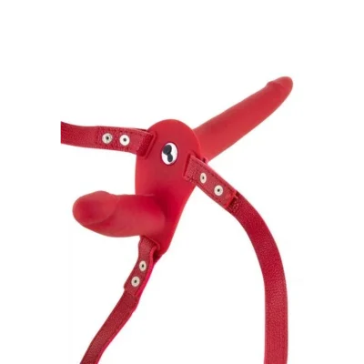 Зображення Подвійний страпон з вібрацією Fetish Tentation Vibrating Strap-On with Double Dildo Red