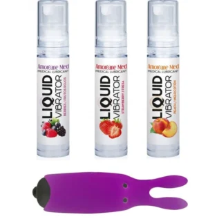 Набір з 3-х смаків стимулювального лубриканта Amoreane Med  і віброкулі Adrien 2 Lastic 3x10ml