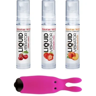 Набір з 3-х смаків стимулювального лубриканта Amoreane Med  та віброкулі Adrien Lastic 3x10ml