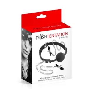 Alternative view of Кляп з силіконовою кулькою і затискачами для сосків Fetish Tentation Gag Ball with Nipple Clamps