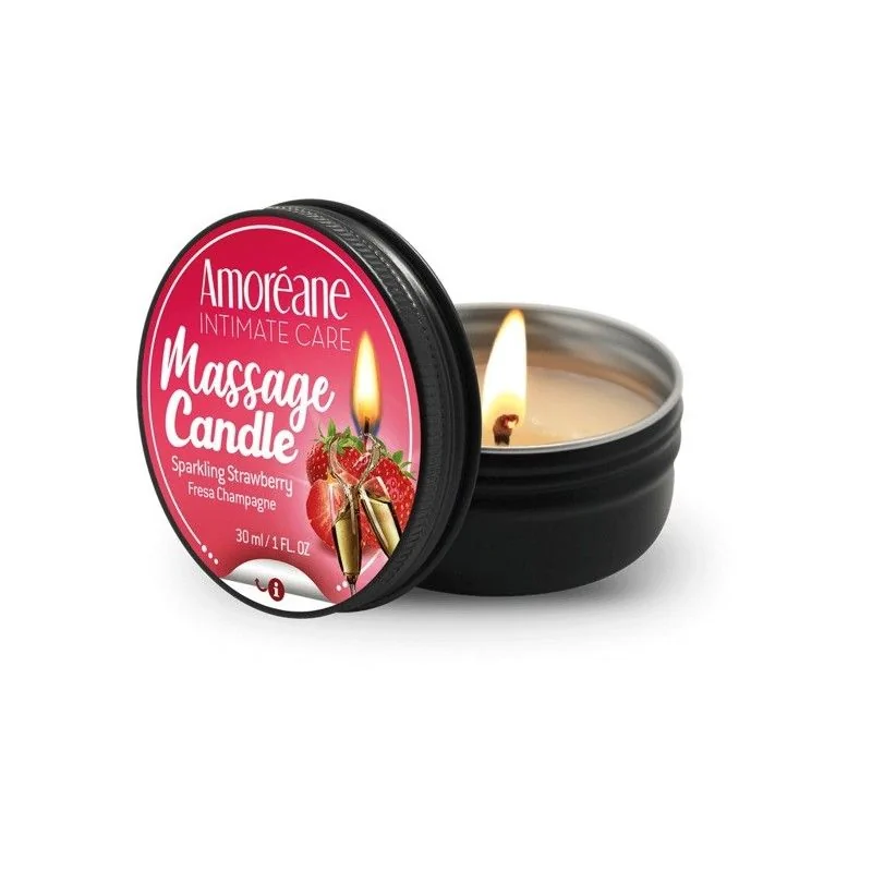 Масажна свічка "Полуниця в шампанському" Amoreane Sparkling Strawberry 30ml 3 Масажна свічка "Полуниця в шампанському" Amoreane Sparkling Strawberry 30ml