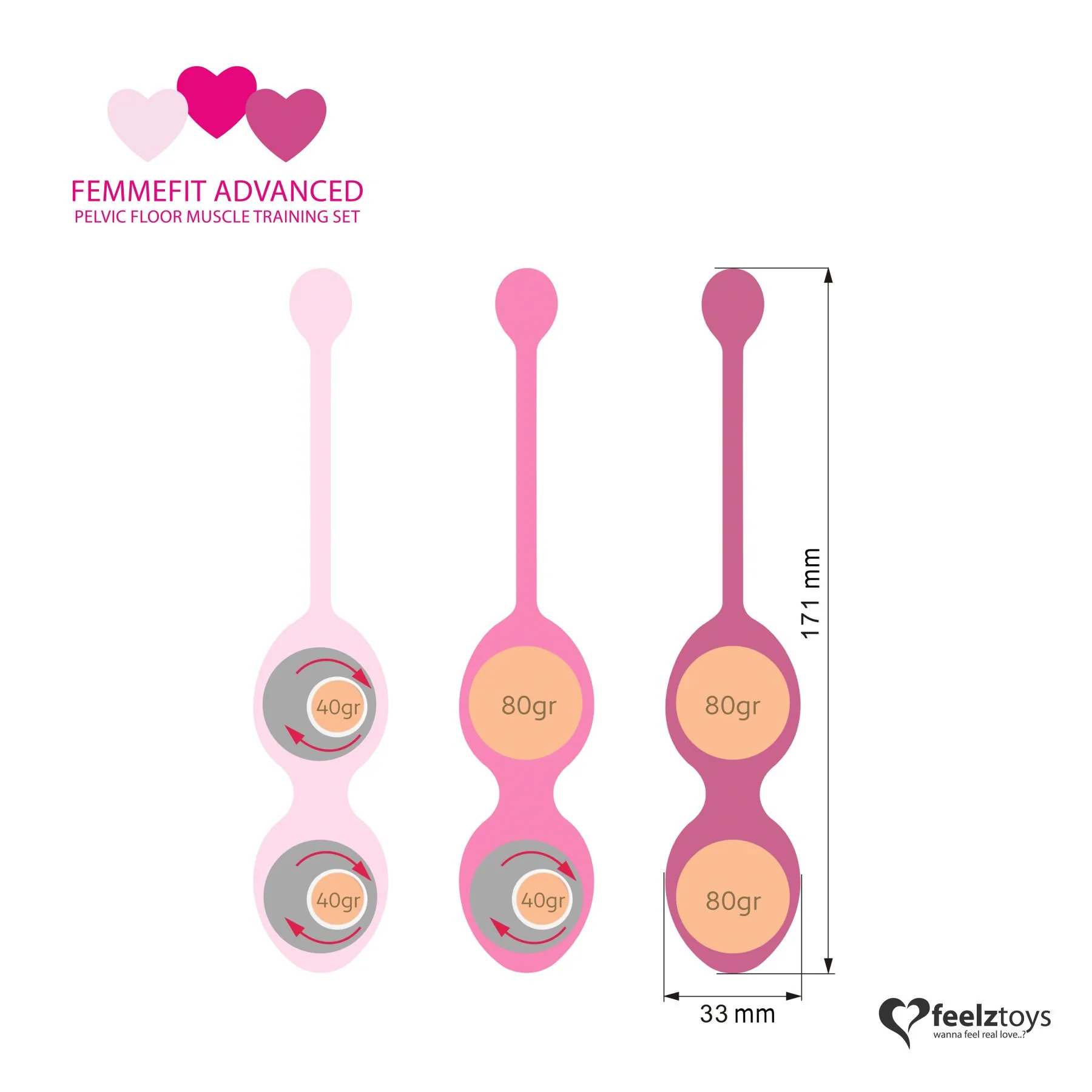 Набір вагінальних кульок для просунутих FeelzToys - FemmeFit Advanced Pelvic Muscle Training Set 7 Набір вагінальних кульок для просунутих FeelzToys - FemmeFit Advanced Pelvic Muscle Training Set - Зображення 5