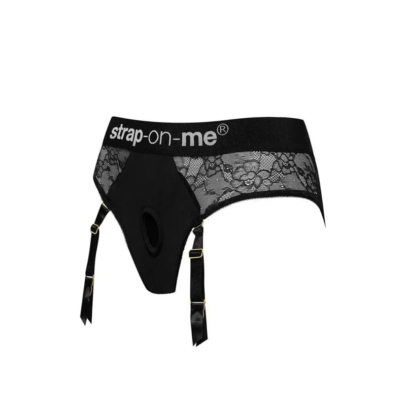 Мереживні трусики для страпона з підв'язками для панчіх Strap-On-Me DIVA HARNESS S - Зображення 2