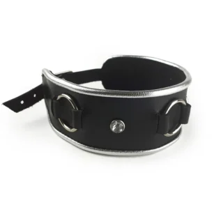 Ошейник из натуральной кожи со стразами и кольцом Art of Sex -  Collar Ring - Зображення 3