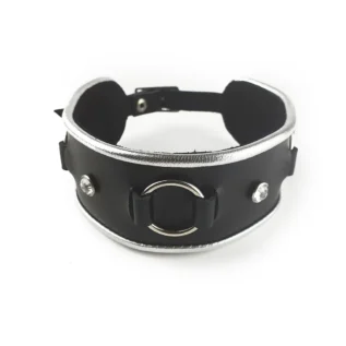Alternative view of Ошейник из натуральной кожи со стразами и кольцом Art of Sex -  Collar Ring