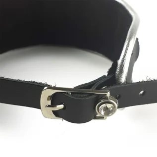 Ошейник из натуральной кожи со стразами и кольцом Art of Sex -  Collar Ring - Зображення 5