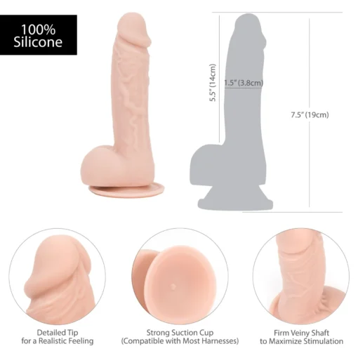 Реалістичний фалоімітатор на присосці ADDICTION —Mark 7,5 Dildo With Balls Beige - Зображення 4