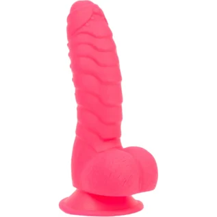 Зображення Ребристий фалоімітатор на присосці ADDICTION — Tom 7 Dildo With Balls — Pink