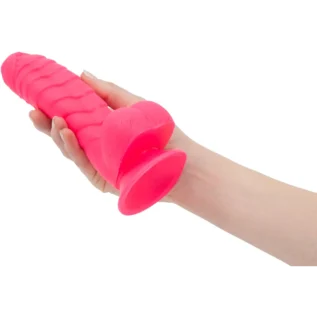 Зображення Ребристий фалоімітатор на присосці ADDICTION — Tom 7 Dildo With Balls — Pink