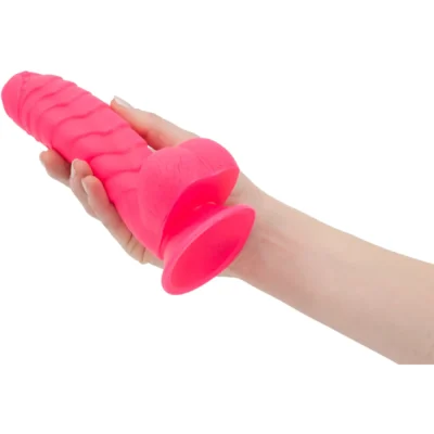 Зображення Ребристий фалоімітатор на присосці ADDICTION — Tom 7 Dildo With Balls — Pink