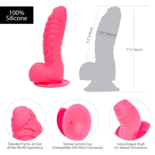 Зображення Ребристий фалоімітатор на присосці ADDICTION — Tom 7 Dildo With Balls — Pink