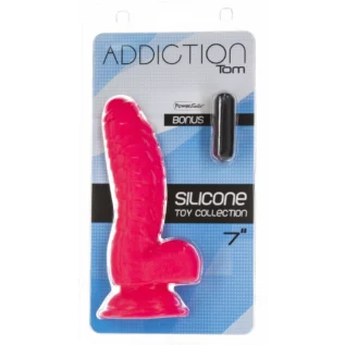 Зображення Ребристий фалоімітатор на присосці ADDICTION — Tom 7 Dildo With Balls — Pink