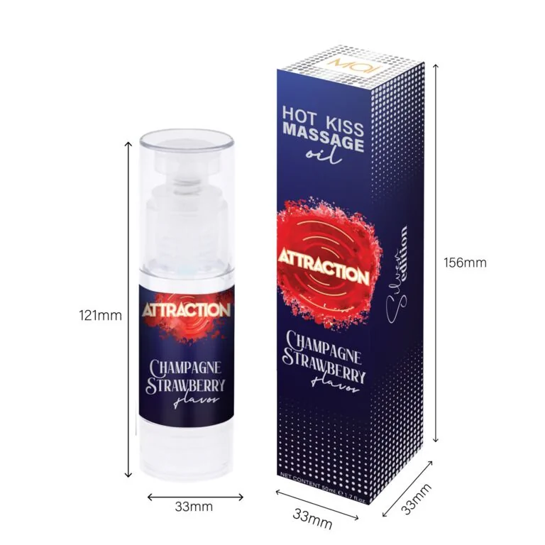 Їстівна масажна олія MAI Attraction Champagne Strawberry Hot Kiss 50ml 6 Їстівна масажна олія MAI Attraction Champagne Strawberry Hot Kiss 50ml - Зображення 4