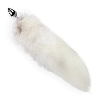 Металева анальна пробка з хвостом із натурального хутра Art of Sex size M White fox 9 Зображення Металева анальна пробка з хвостом із натурального хутра Art of Sex size M White fox
