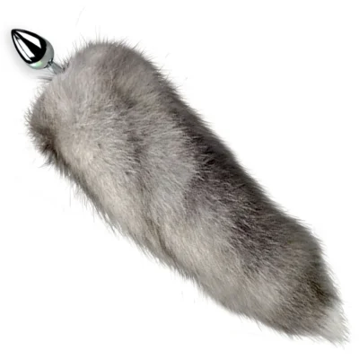 Зображення Металева анальна пробка з хвостом із натурального хутра Art of Sex size M Artctic fox