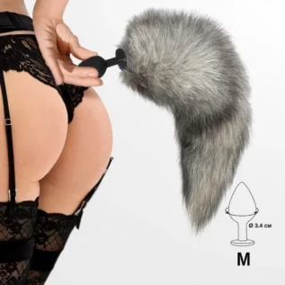 Зображення Силіконова анальна пробка з хвостом із натурального хутра Art of Sex size M Artctic fox