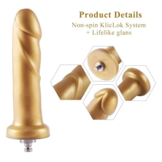 Зображення Золотий фалоімітатор Hismith 6.8 Golden Silicone Dildo, система KlicLok