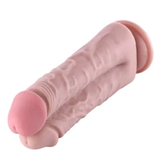 Подвійний дилдо для секс-машин Hismith 8.5 Two Cocks One Hole Silicone Dildo