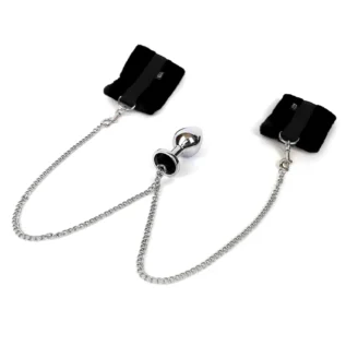 Зображення Наручники з метал. анальною пробкою Art of Sex Handcuffs with Metal Anal Plug size