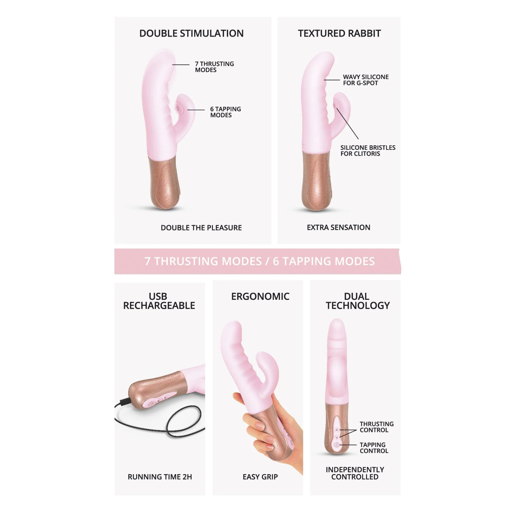 Подвійний пульсатор-кролик Love To Love SASSY BUNNY - BABY PINK 8 Подвійний пульсатор-кролик Love To Love SASSY BUNNY - BABY PINK - Зображення 6