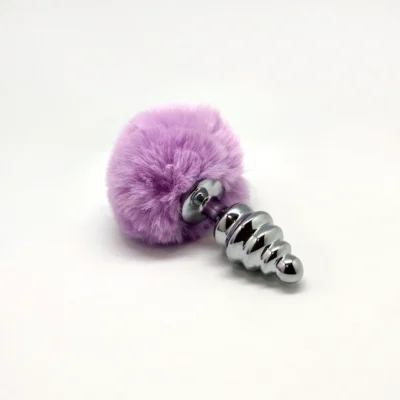 Alternative view of Металева анальна пробка Кролячий хвостик Alive Fluffy Twist Plug M Purple
