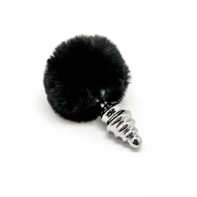 Alternative view of Металева анальна пробка Кролячий хвостик Alive Fluffy Twist Plug M Black