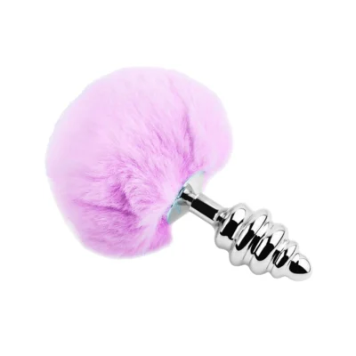 Alternative view of Металева анальна пробка Кролячий хвостик Alive Fluffy Twist Plug L Purple