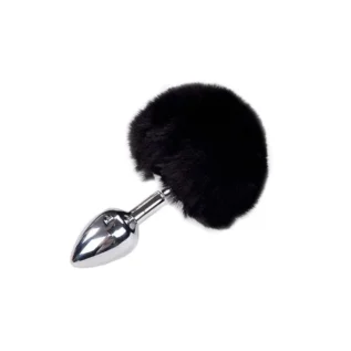 Металева анальна пробка Кролячий хвостик Alive Fluffy Plug