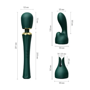 Alternative view of Вібромасажер з насадками Zalo — Kyro Wand Turquoise Green