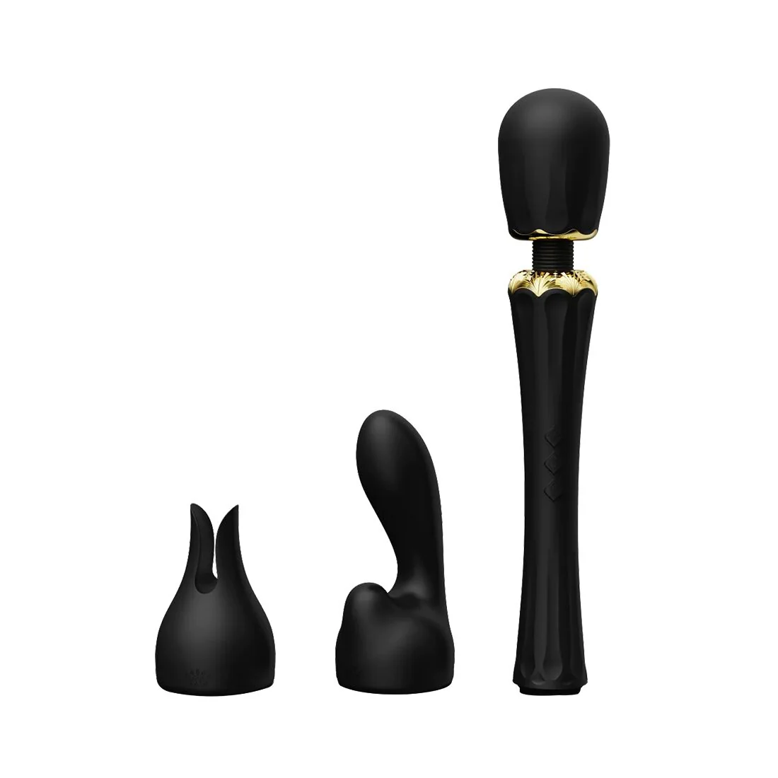 Вібромасажер з насадками Zalo — Kyro Wand Obsidian Black 3 Вібромасажер з насадками Zalo — Kyro Wand Obsidian Black