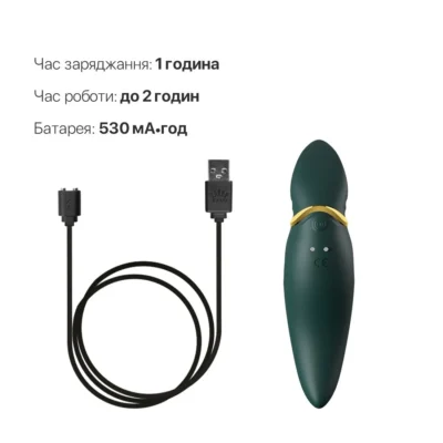 Зображення Вібратор 2в1 з язичком Zalo — Hero Jewel Green