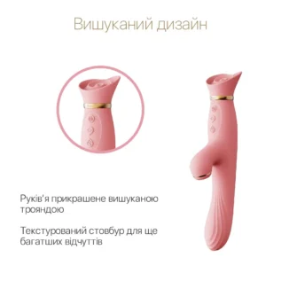 Зображення Вібратор з підігрівом та вакуумною стимуляцією клітора Zalo - Vibrator Strawberry Pink