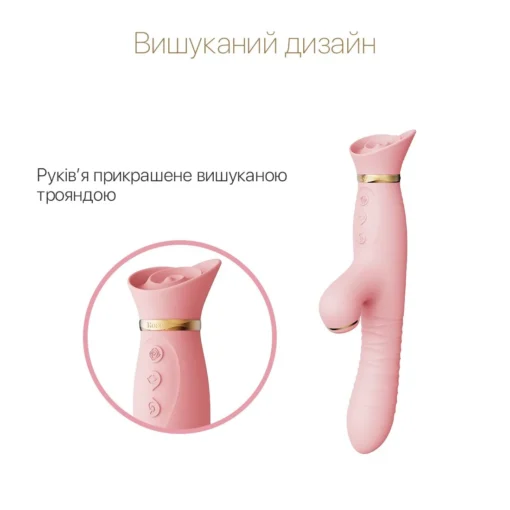 Пульсатор-вібратор із вакуумною стимуляцією клітора Zalo - ROSE Thruster Strawberry Pink - Зображення 3