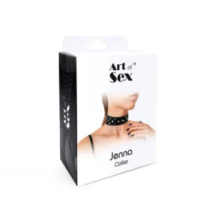 Зображення Нашийник з натуральної шкіри із заклепками та стразами Art of Sex - Jenna Collar