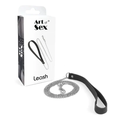 Зображення Повідець на ланцюжку із натуральної шкіри Art of Sex - Leash