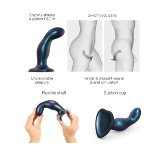 Зображення Дилдо Strap-On-Me DILDO PLUG SNAKY METALLIC , розмір M