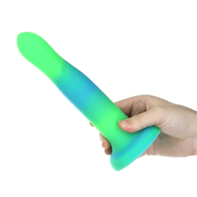Зображення Фалоімітатор, що світиться в темряві, ADDICTION Rave 8″, Glow in the Dark Dildo Blue Green